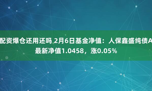配资爆仓还用还吗 2月6日基金净值：人保鑫盛纯债A最新净值1.0458，涨0.05%
