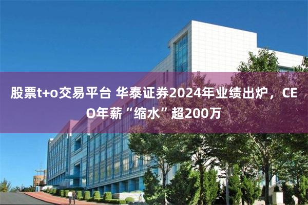 股票t+o交易平台 华泰证券2024年业绩出炉，CEO年薪“缩水”超200万