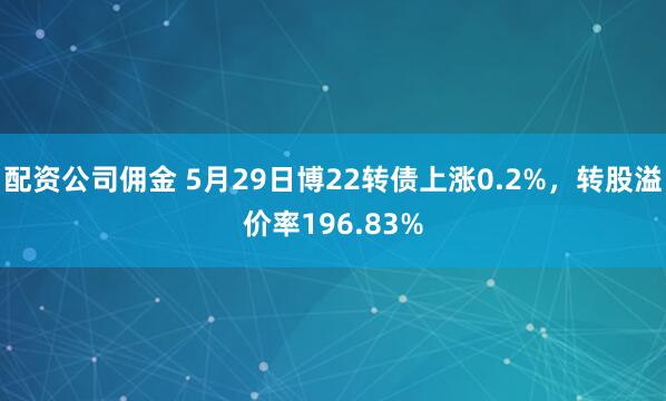 配资公司佣金 5月29日博22转债上涨0.2%，转股溢价率196.83%