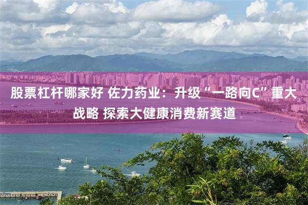股票杠杆哪家好 佐力药业：升级“一路向C”重大战略 探索大健康消费新赛道