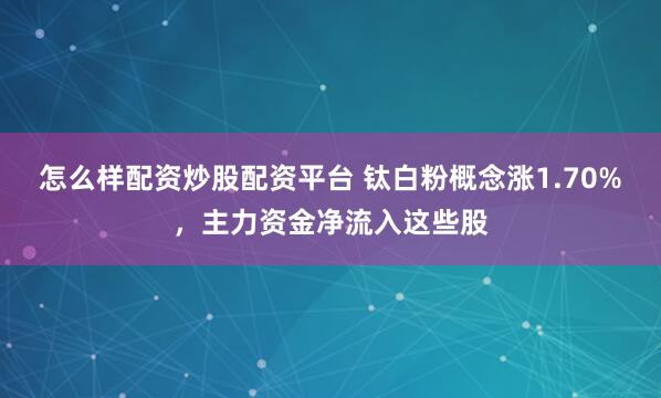 怎么样配资炒股配资平台 钛白粉概念涨1.70%，主力资金净流入这些股