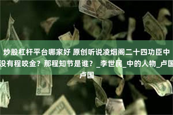 炒股杠杆平台哪家好 原创听说凌烟阁二十四功臣中没有程咬金？那程知节是谁？_李世民_中的人物_卢国