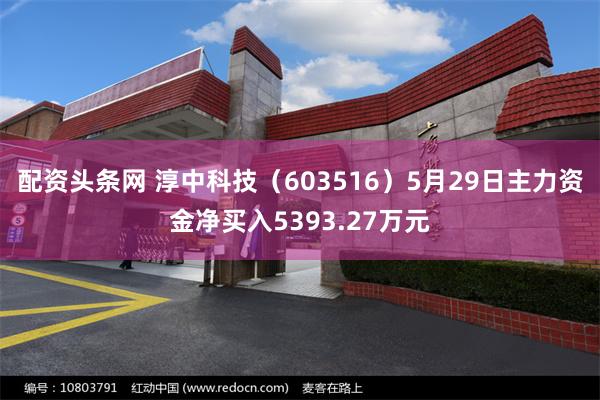 配资头条网 淳中科技（603516）5月29日主力资金净买入5393.27万元