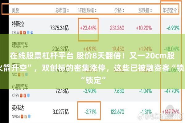 在线股票杠杆平台 股价8天翻倍！又一20cm股“火箭升空”，双创标的密集涨停，这些已被融资客“锁定”