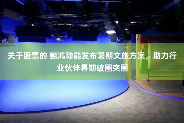 关于股票的 鲸鸿动能发布暑期文旅方案，助力行业伙伴暑期破圈突围