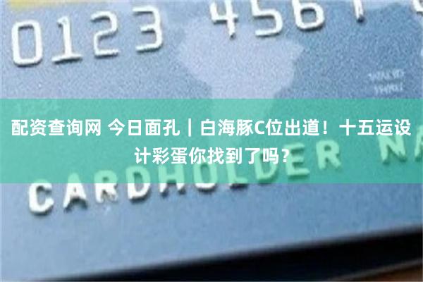 配资查询网 今日面孔｜白海豚C位出道！十五运设计彩蛋你找到了吗？