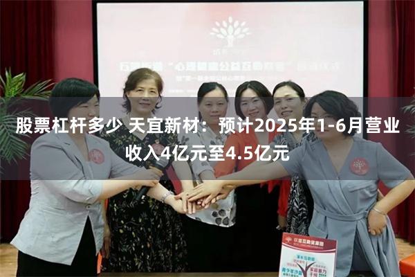 股票杠杆多少 天宜新材：预计2025年1-6月营业收入4亿元至4.5亿元