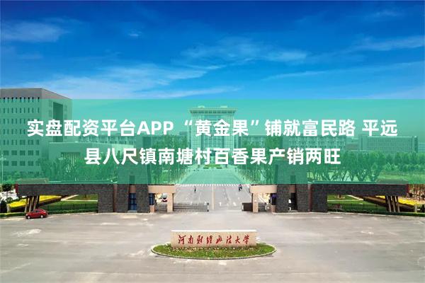 实盘配资平台APP “黄金果”铺就富民路 平远县八尺镇南塘村百香果产销两旺