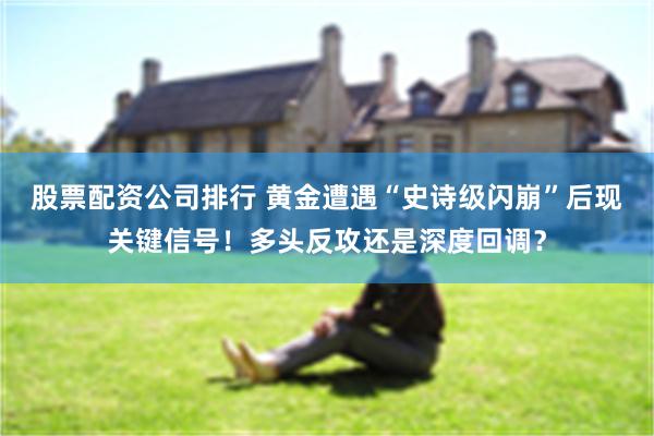 股票配资公司排行 黄金遭遇“史诗级闪崩”后现关键信号！多头反攻还是深度回调？