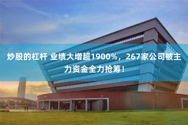 炒股的杠杆 业绩大增超1900%，267家公司被主力资金全力抢筹！