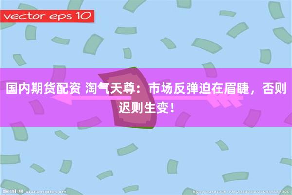 国内期货配资 淘气天尊:市场反弹迫在眉睫,否则迟则生变!