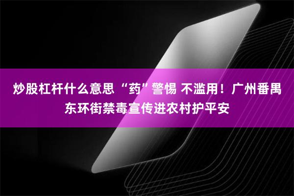 炒股杠杆什么意思 “药”警惕 不滥用!广州番禺东环街禁毒宣传进农村护平安