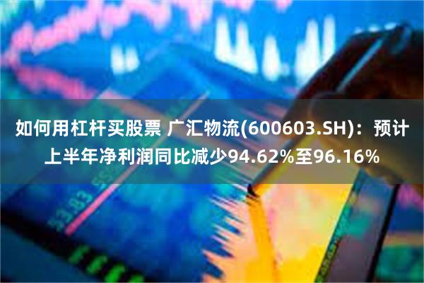 如何用杠杆买股票 广汇物流(600603.SH)：预计上半年净利润同比减少94.62%至96.16%