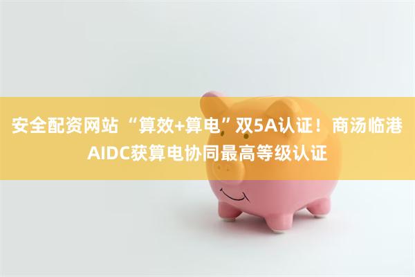 安全配资网站 “算效+算电”双5A认证!商汤临港AIDC获算电协同最高等级认证