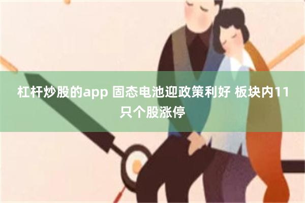 杠杆炒股的app 固态电池迎政策利好 板块内11只个股涨停