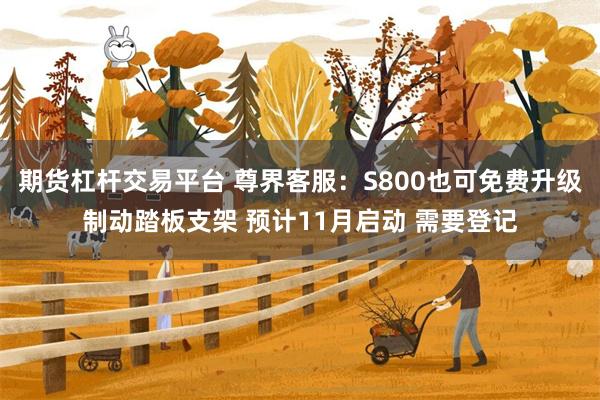 期货杠杆交易平台 尊界客服：S800也可免费升级制动踏板支架 预计11月启动 需要登记
